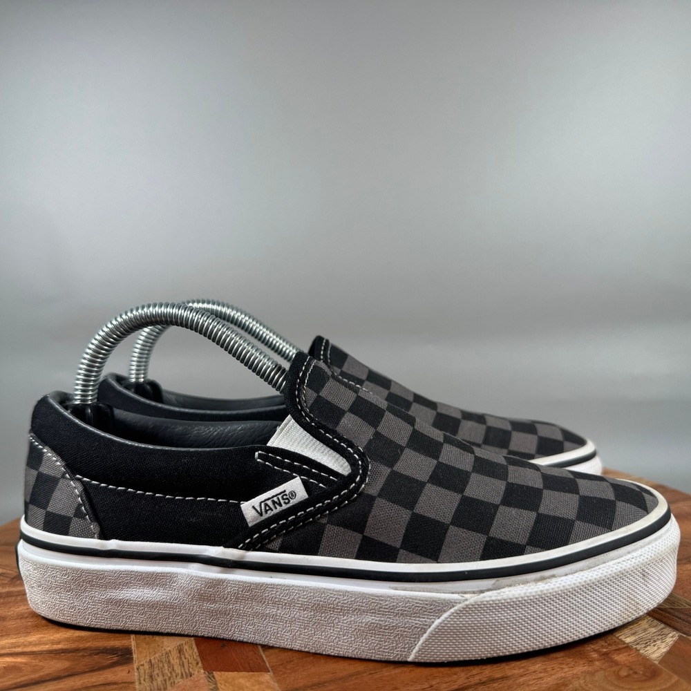 Vans Classic Slip-On Checkerboard Black Pewter Shoes Women 5 Men 3.5 500714